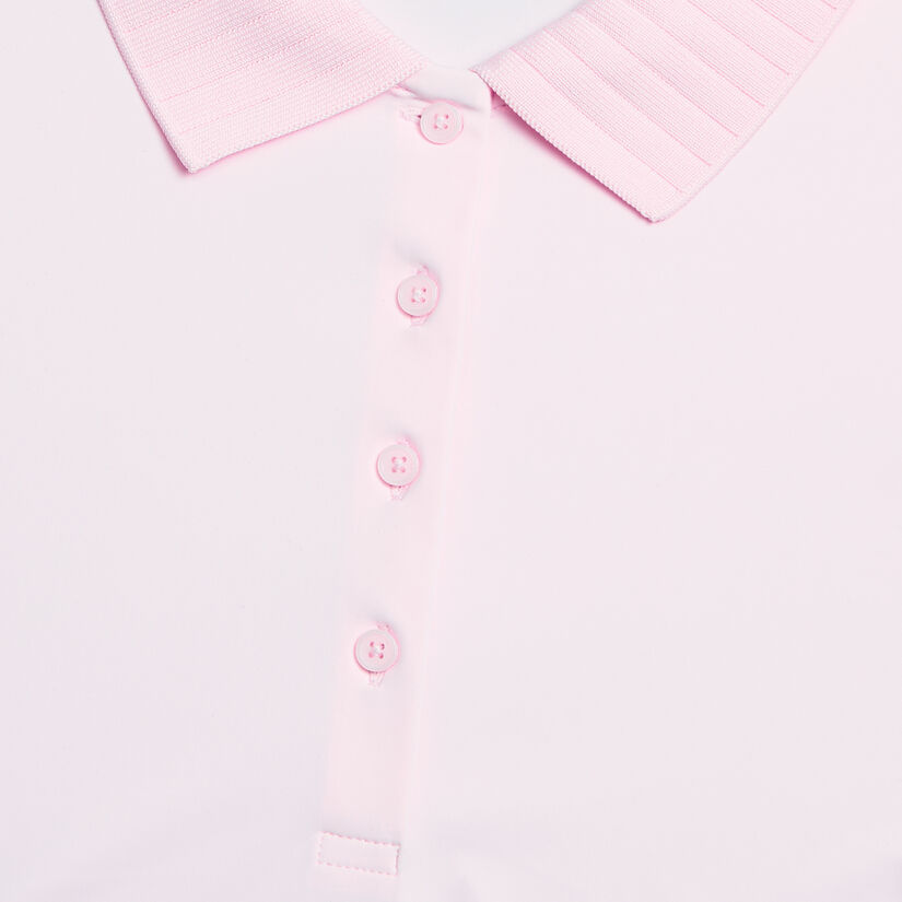 PLEATED COLLAR SILKY TECH NYLON SLEEVELESS POLO - Alternate Image 4