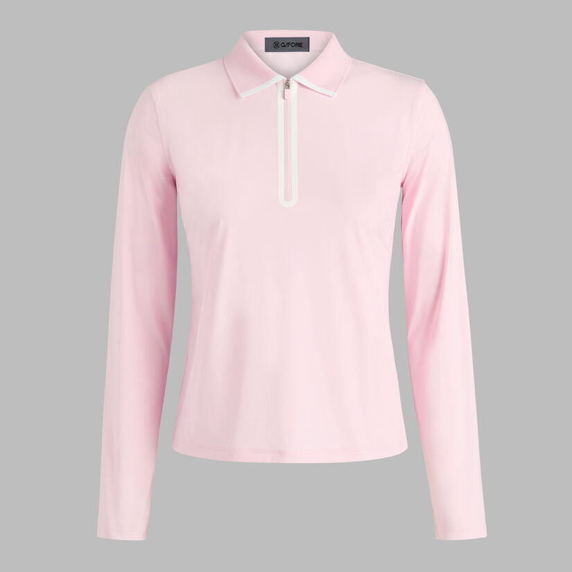 SILKY TECH NYLON LONG SLEEVE ZIP POLO