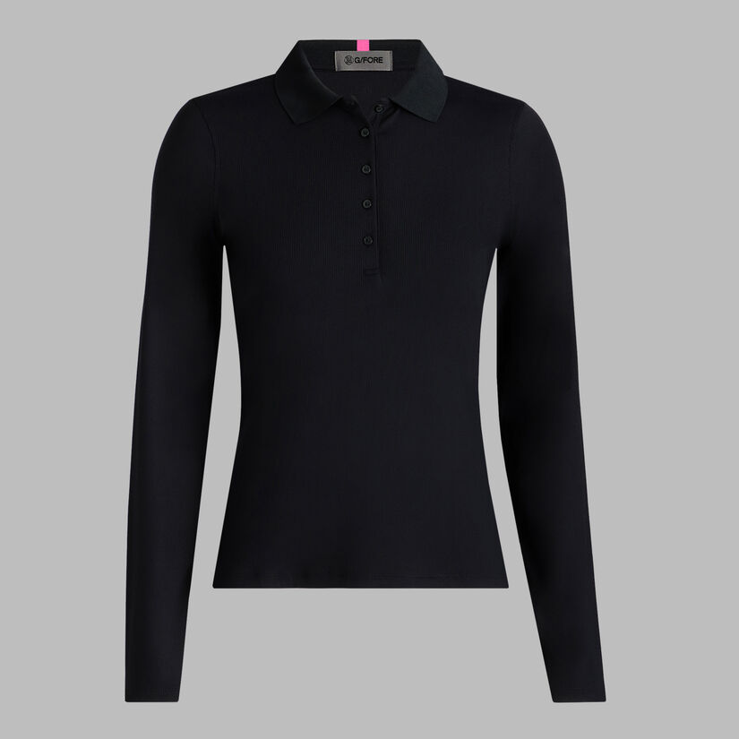 RIBBED TECH NYLON LONG SLEEVE POLO