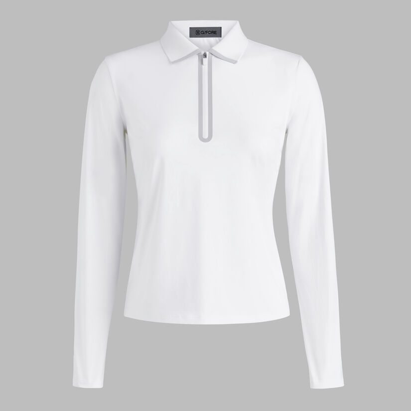 SILKY TECH NYLON LONG SLEEVE ZIP POLO