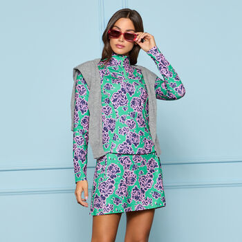 STAMPED FLORAL TECH JERSEY SKORT - Alternate Image 1