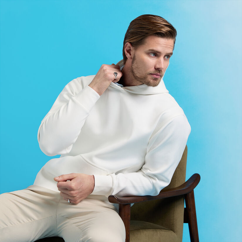 COTTON BLEND SCUBA HOODIE - Alternate Image 1