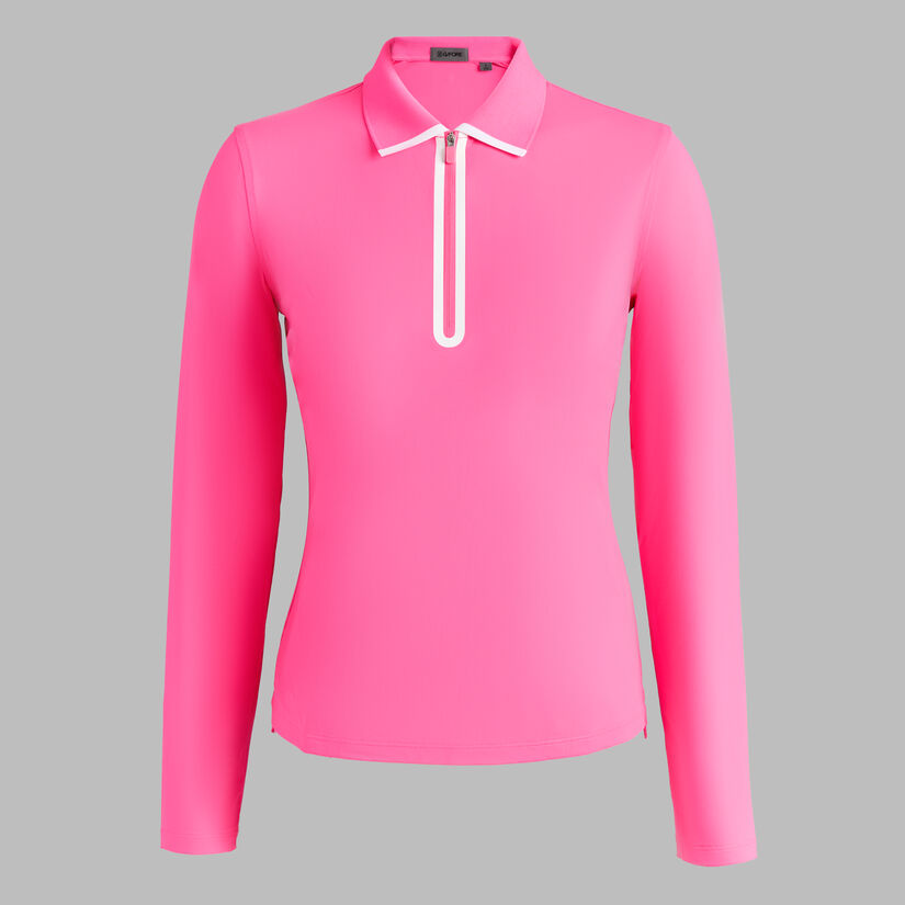SILKY TECH NYLON LONG SLEEVE ZIP POLO