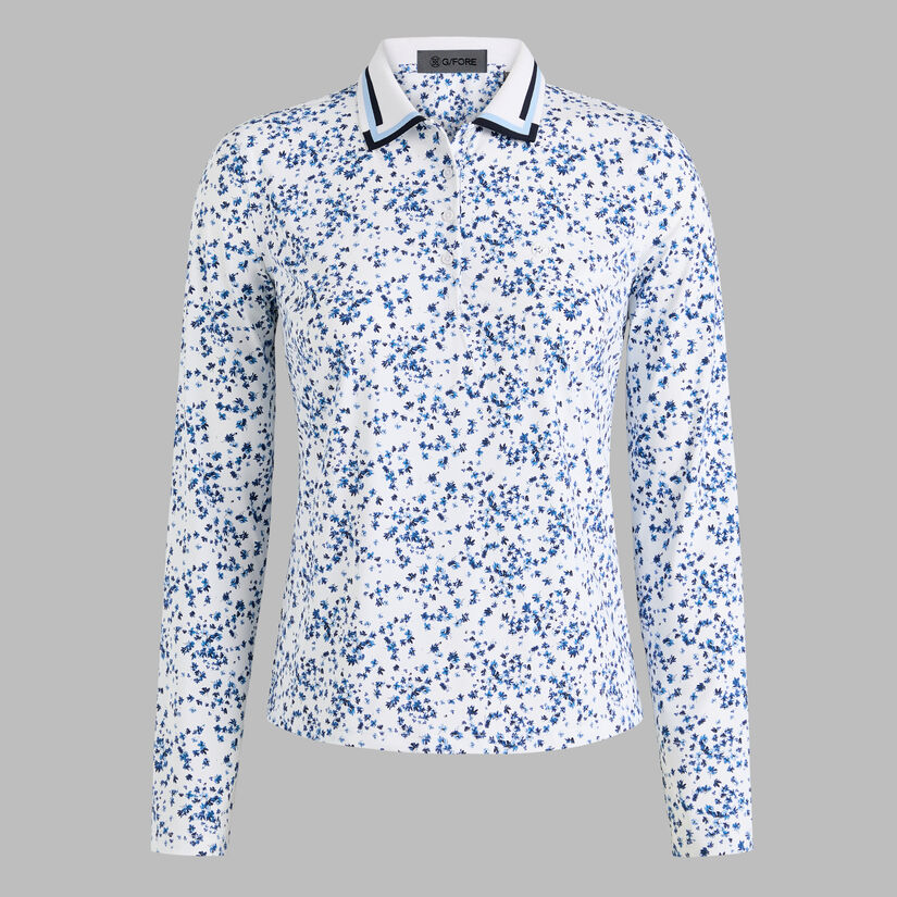 SCATTERED DITZY SILKY TECH NYLON LONG SLEEVE POLO